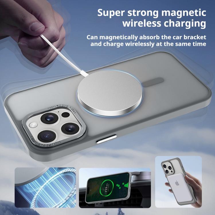 For iPhone 16 Plus Kalebol Metal Lens Frame MagSafe Frosted PC Phone Case(Frosted White) by Kalebol