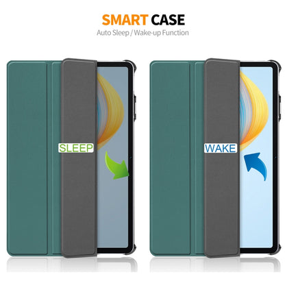 For Honor Pad V8 ENKAY Tri-fold Custer Texture Leather Smart Tablet Case(Dark Green) by ENKAY