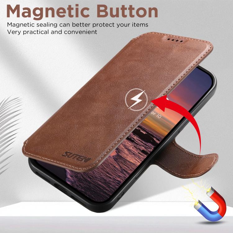 For iPhone 17 Suteni Q05 2-in-1 Multi-function Detachable Wallet MagSafe Phone Case(Brown) by Suteni