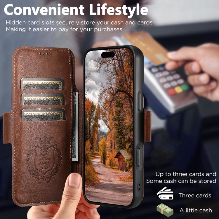 For iPhone 17 Pro Max Suteni Q06 2-in-1 Multi-function Detachable Wallet MagSafe Phone Case(Brown) by Suteni