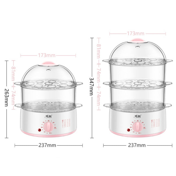 LINGRUI Timer Mini Multi-Function Egg Cooker Automatic Power Off Home Breakfast Machine, CN Plug, Specification:Double Layers(Grey) by bashfashion