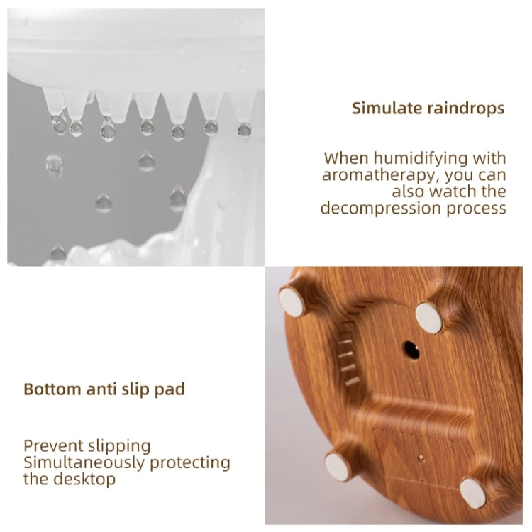 V50 Desktop Colorful Night Light Humidifier Wood Grain Water Drop Aroma Diffuser, Spec: UK Plug(White) by bashfashion