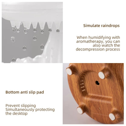 V50 Desktop Colorful Night Light Humidifier Wood Grain Water Drop Aroma Diffuser, Spec: AU Plug(Green) by bashfashion