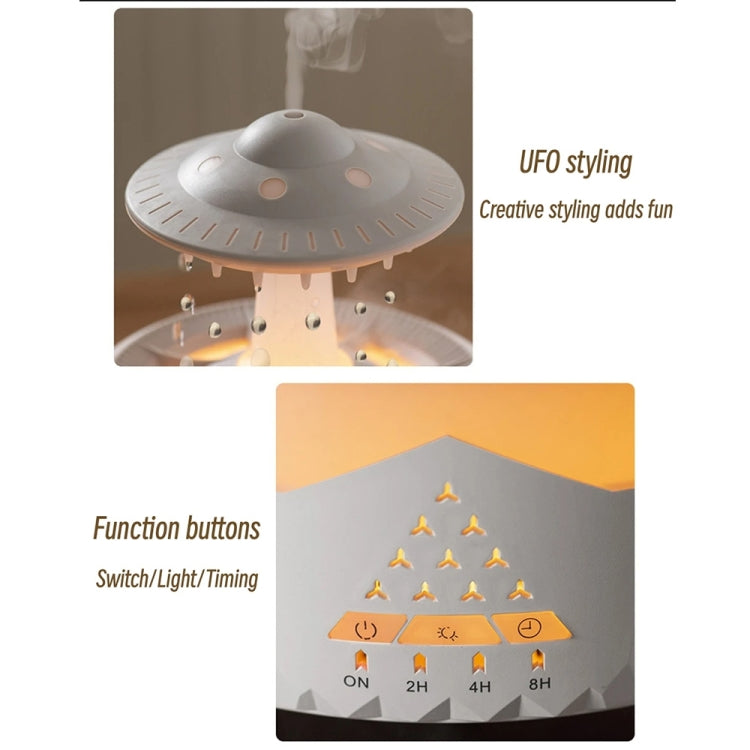 UFO Water Drop Aromatherapy Humidifier Desktop Remote Control Diffuser, Plug: AU Plug(White) by bashfashion