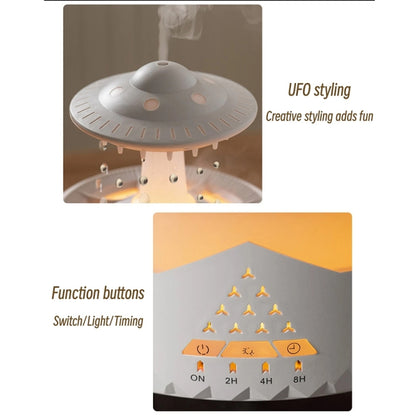 UFO Water Drop Aromatherapy Humidifier Desktop Remote Control Diffuser, Plug: AU Plug(Wood Grain) by bashfashion