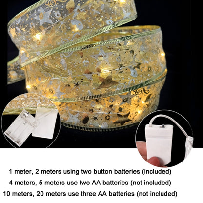 Christmas LED Lights Bronzing Double Ribbon String Lights, Specification: 4m(Silver Warm Light) by bashfashion