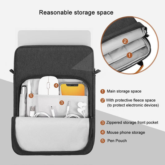 Vertical Laptop Bag Handheld Shoulder Crossbody Bag, Size: 9.7-11 Inch(Dark Blue) by bashfashion