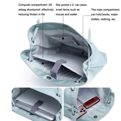For Apple Macbook Shoulder / Handheld / Messenger Computer Bag, Size: Large(Lake blue+gray PU Power Bag) by bashfashion