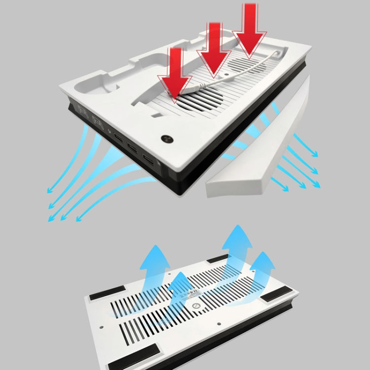 For PS5 Digital / Optical Drive Console Cooling Fan Controller Charging Base With Light Dock Stand(White) by bashfashion