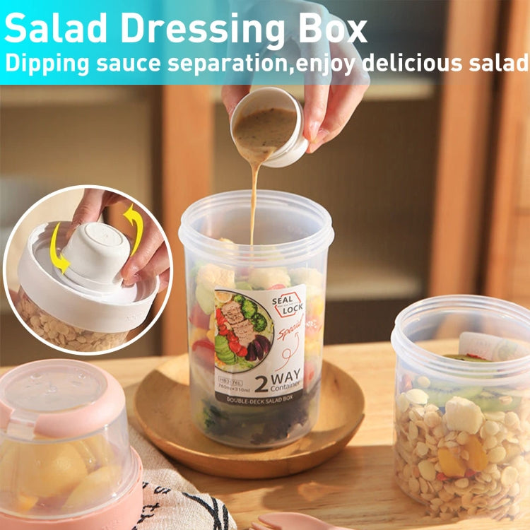 Salad Meal Shaker Cup Portable Fruit and Vegetable Container with Fork Dressing Box, Size: Small Pink by bashfashion