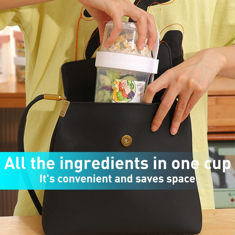 Salad Meal Shaker Cup Portable Fruit and Vegetable Container with Fork Dressing Box, Size: Small Pink by bashfashion