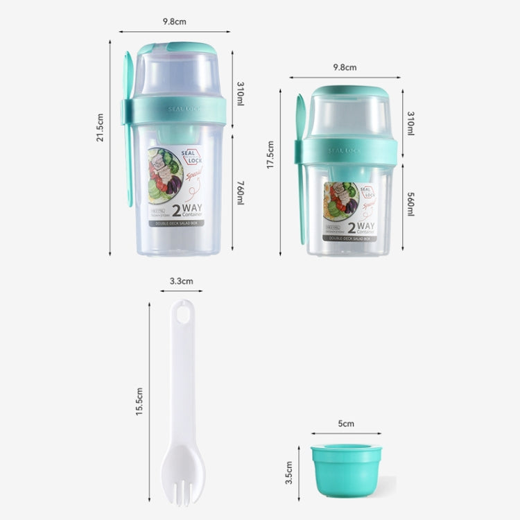 Salad Meal Shaker Cup Portable Fruit and Vegetable Container with Fork Dressing Box, Size: Small Pink by bashfashion