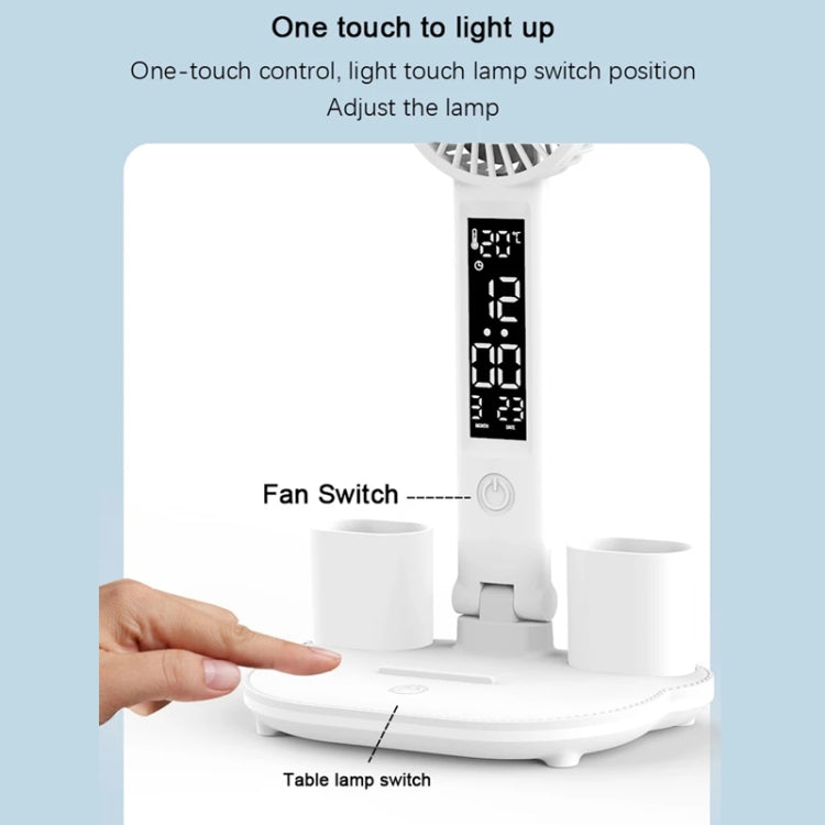 4-head Desk Lamp Foldable Reading Lamp 3-gear Color Adjustment, Spec: Plug-in Clock Model by bashfashion