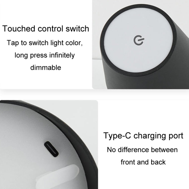 LED Rechargeable Ambient Table Lamp Tri-color Dimmable Wireless Wine Bottle Lamp Bar Light, Size: Aluminum(Black) by bashfashion