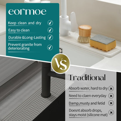 Faucet Sink Drying Mat Diatomaceous Earth Stone Splashproof Absorbent Sink Drainage Mat, Color: K02 White(60x10cm) by bashfashion