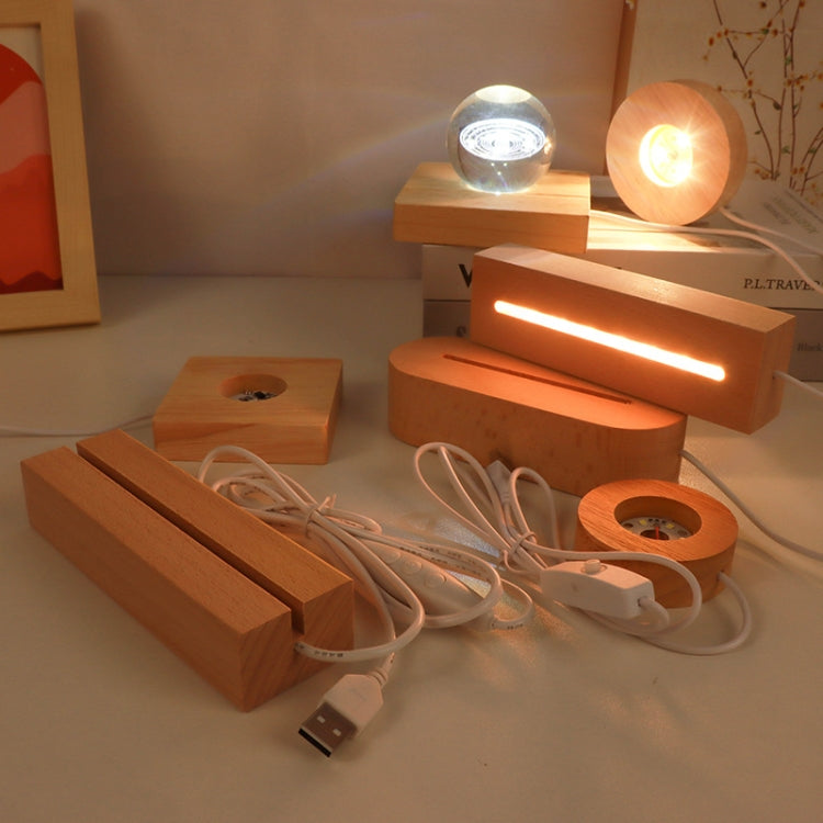 LED Light Solid Wood Luminous Base for Resin Art Acrylic Glass Lights Square 8x2cm(Three-color Light) by bashfashion