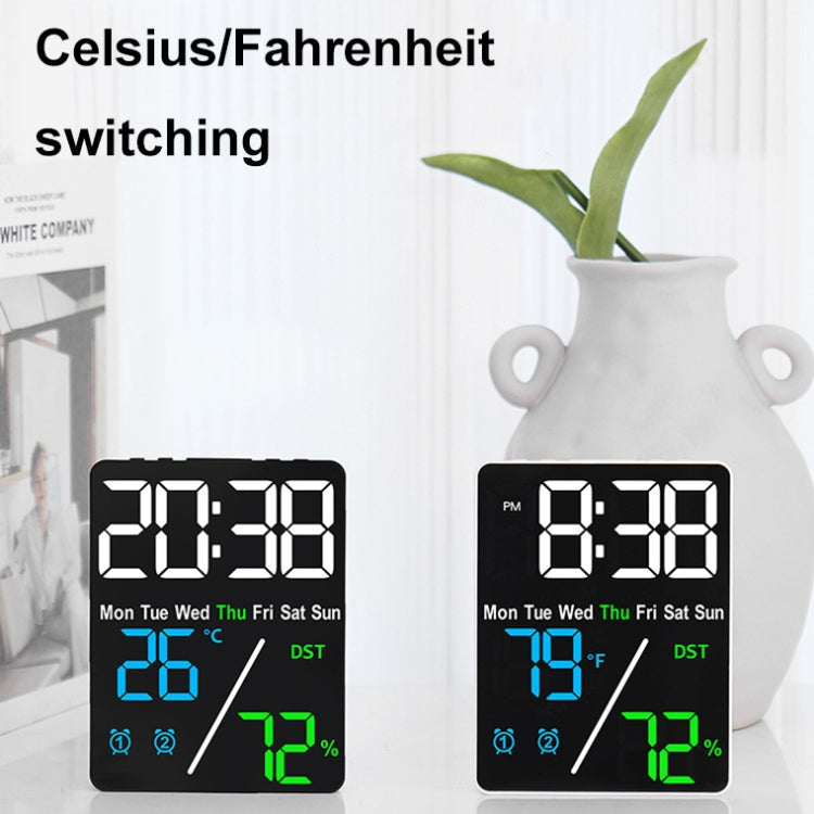 Multifunctional Temperature / Humidity Display Electronic Alarm Clock, Color: Three-color Black by bashfashion