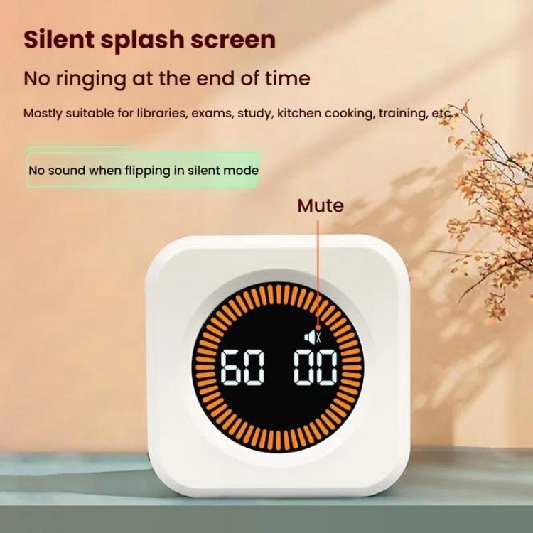 Mini Visual Timer Gravity Sensing Cube Flip Learning Fitness Time Management Timer(Black) by bashfashion