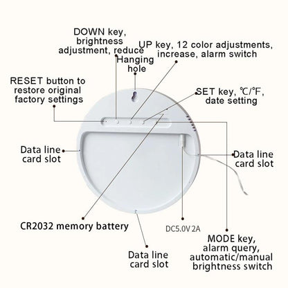 Wifi App Control LED Digital Wall Clock With RGB Light Multi-Functional Alarm Clock(White Shell Cloth Surface) by bashfashion