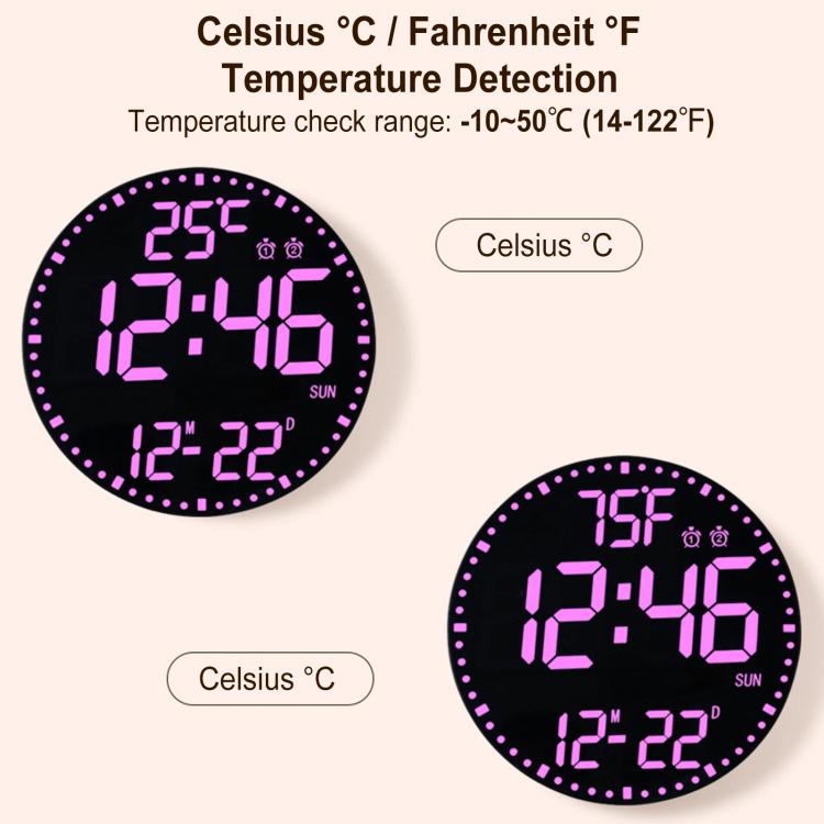 11.6-Inch RGB Wall Clock With Remote Control Multi-Functional Alarm Clock White+Black by bashfashion