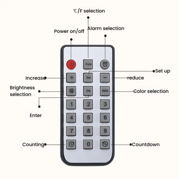 11.6-Inch White Light Wall Clock With Remote Control Multi-Functional Alarm Clock White+Black by bashfashion