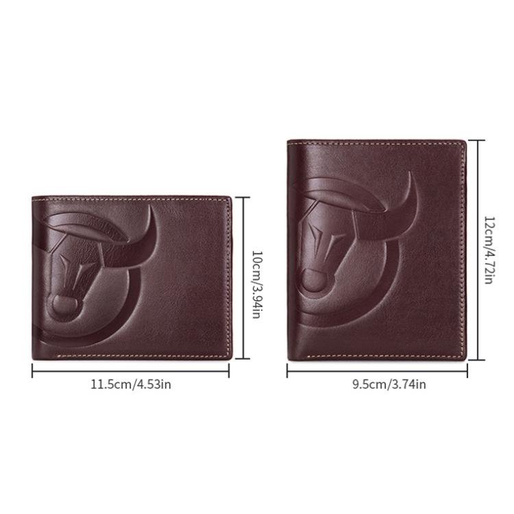 BULL CAPTAIN 0203 RFID Anti-theft Top-layer Cowhide Multiple Card Slots Wallet(Coffee Horizontal) by BULL CAPTAIN