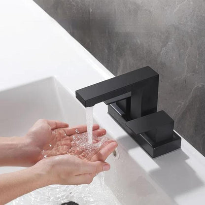 Dual Handle Two-Hole Bathroom Sink Faucet for Undermount Basin Separate Hot/Cold Water Controls, Spec: Black YH067 by bashfashion