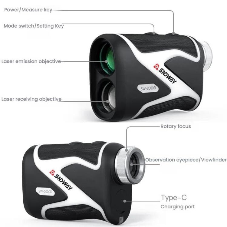 SNDWAY SW-2000D 2000M Handheld OLED Rangefinder Telescope Golf Rangefinder by SNDWAY