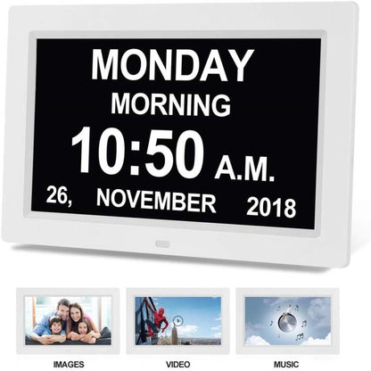 10-Inch Digital Clock With Voice Time Announcement, Auto DST Adjustment, 20 Custom Alarms, 8 Medication Reminders AU Plug Black by bashfashion